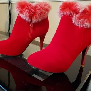 RED suede bootys NEW size 5